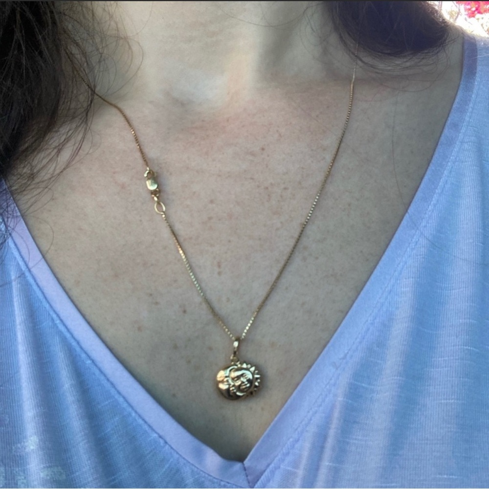 14kt gold sun and moon pendant